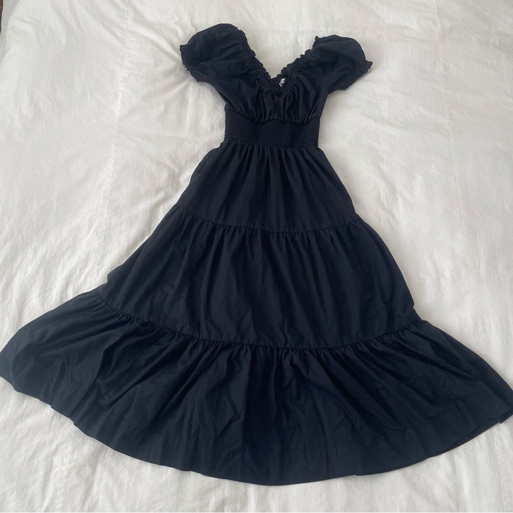 Abercrombie Black Sweetheart Tiered Midi Dress